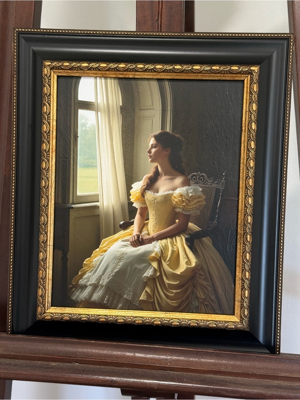 8x10” faux oil painting Belle inspired  Framed Wall Art